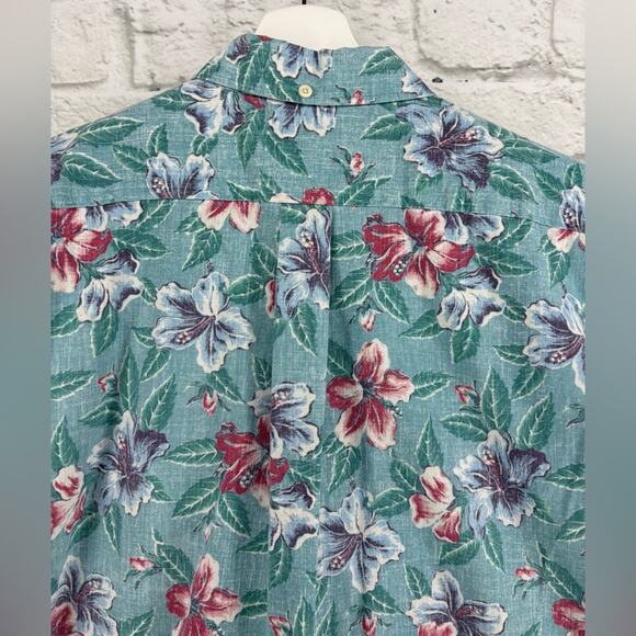 Reyn Spooner Banzai Biscus Button Front Floral Hawaiian Aloha Camp Shirt XL Blue - Picture 4 of 10